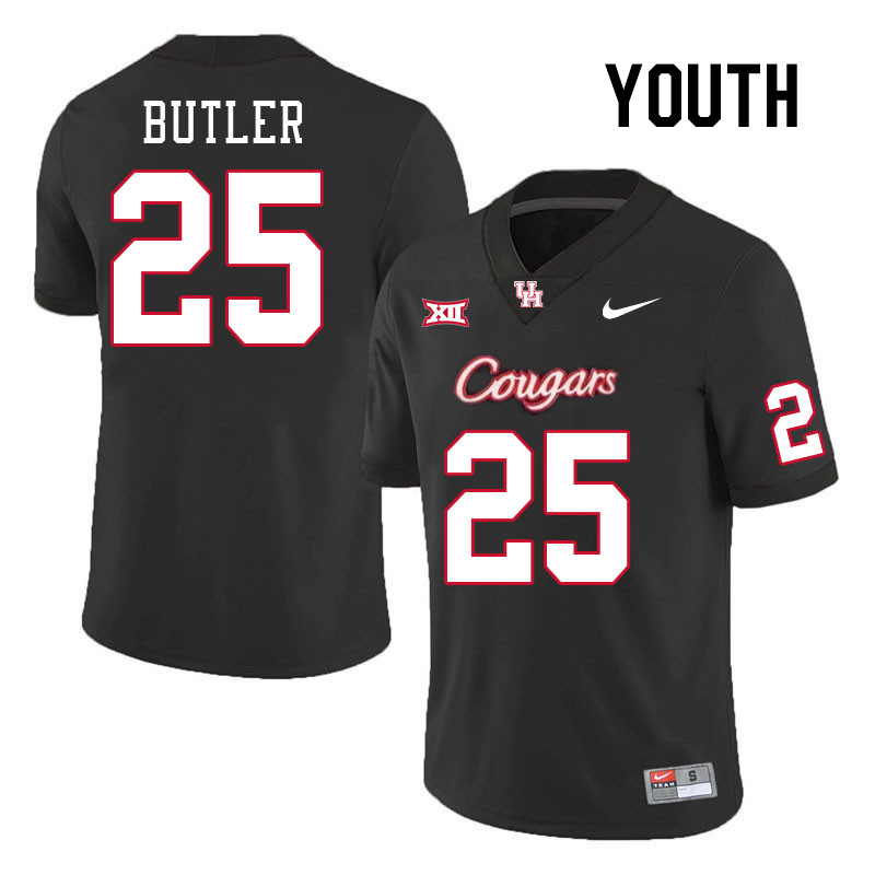 Youth #25 DJ Butler Houston Cougars College Football Jerseys Stitched-Black